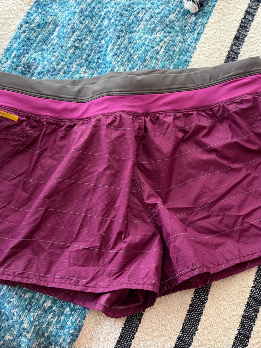 Lole Women's Athletic Shorts in Purple with Gray Waistband